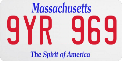 MA license plate 9YR969