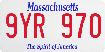 MA license plate 9YR970