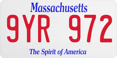 MA license plate 9YR972