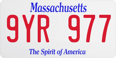 MA license plate 9YR977
