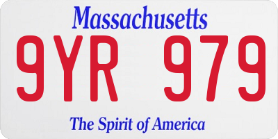 MA license plate 9YR979