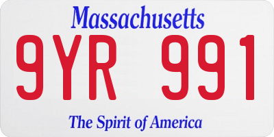 MA license plate 9YR991