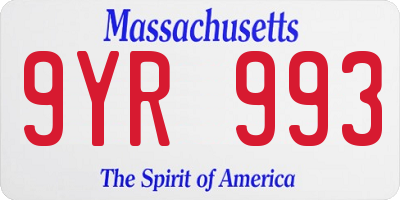 MA license plate 9YR993