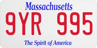 MA license plate 9YR995