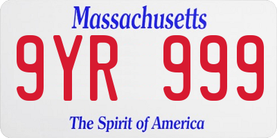 MA license plate 9YR999