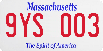 MA license plate 9YS003