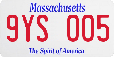 MA license plate 9YS005