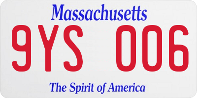 MA license plate 9YS006