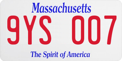 MA license plate 9YS007