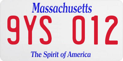 MA license plate 9YS012