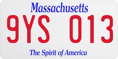 MA license plate 9YS013