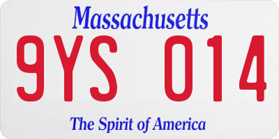 MA license plate 9YS014