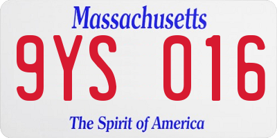 MA license plate 9YS016