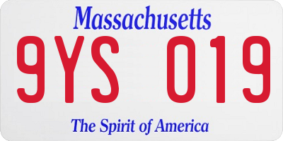 MA license plate 9YS019