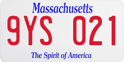 MA license plate 9YS021