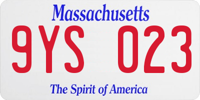 MA license plate 9YS023