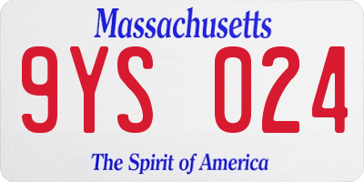 MA license plate 9YS024