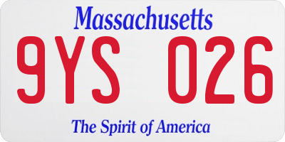 MA license plate 9YS026