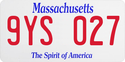 MA license plate 9YS027