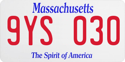 MA license plate 9YS030