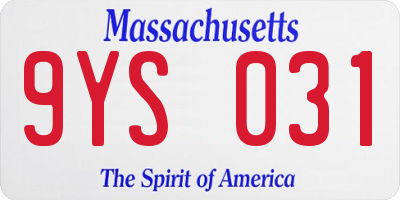 MA license plate 9YS031