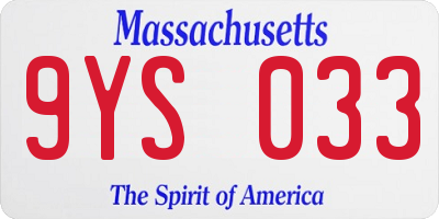 MA license plate 9YS033