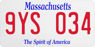 MA license plate 9YS034