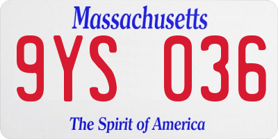 MA license plate 9YS036