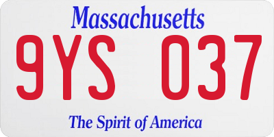 MA license plate 9YS037