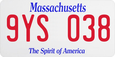 MA license plate 9YS038