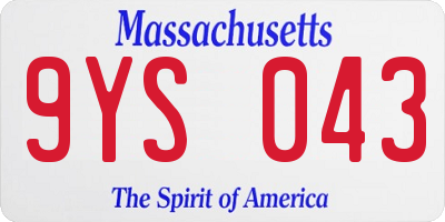 MA license plate 9YS043