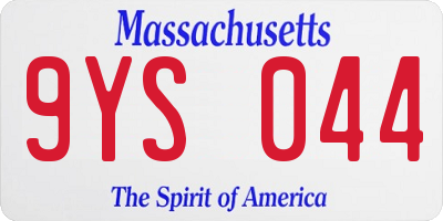 MA license plate 9YS044