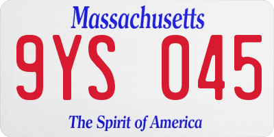 MA license plate 9YS045
