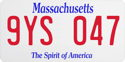 MA license plate 9YS047