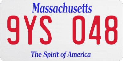 MA license plate 9YS048