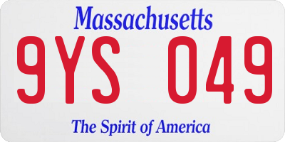 MA license plate 9YS049