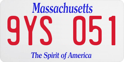 MA license plate 9YS051