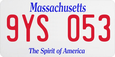 MA license plate 9YS053