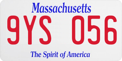 MA license plate 9YS056