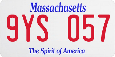 MA license plate 9YS057