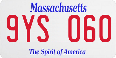 MA license plate 9YS060