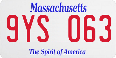 MA license plate 9YS063
