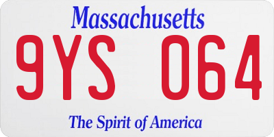 MA license plate 9YS064