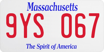 MA license plate 9YS067