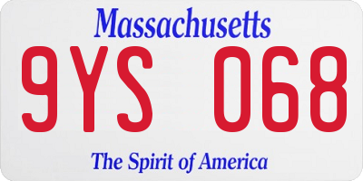 MA license plate 9YS068