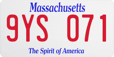 MA license plate 9YS071