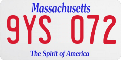 MA license plate 9YS072