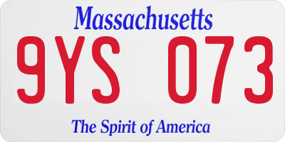 MA license plate 9YS073