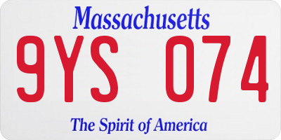 MA license plate 9YS074