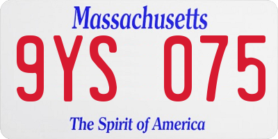 MA license plate 9YS075